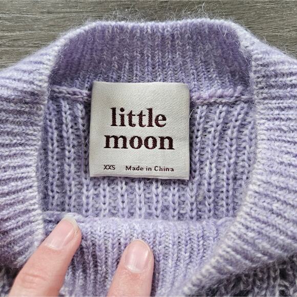 Aritzia Little Moon Purple Gardenia Pointelle Mohair Crewneck Sweater Size XXS - Picture 7 of 15